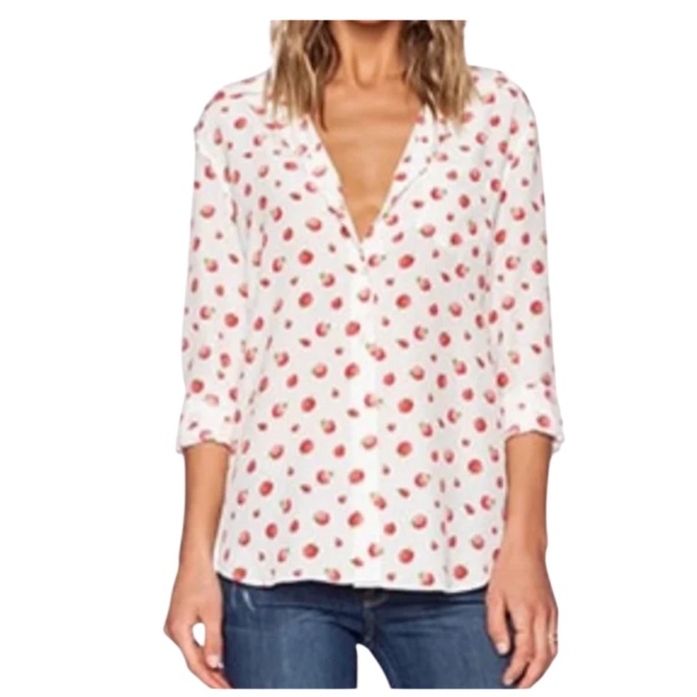 Equipment Reese Raspberry Print Silk Blouse